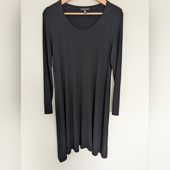 Eileen Fisher Dresses & Skirts - Eileen Fisher Long Sleeve Midi Dress Medium Minimalist Lagenlook Curved Hem